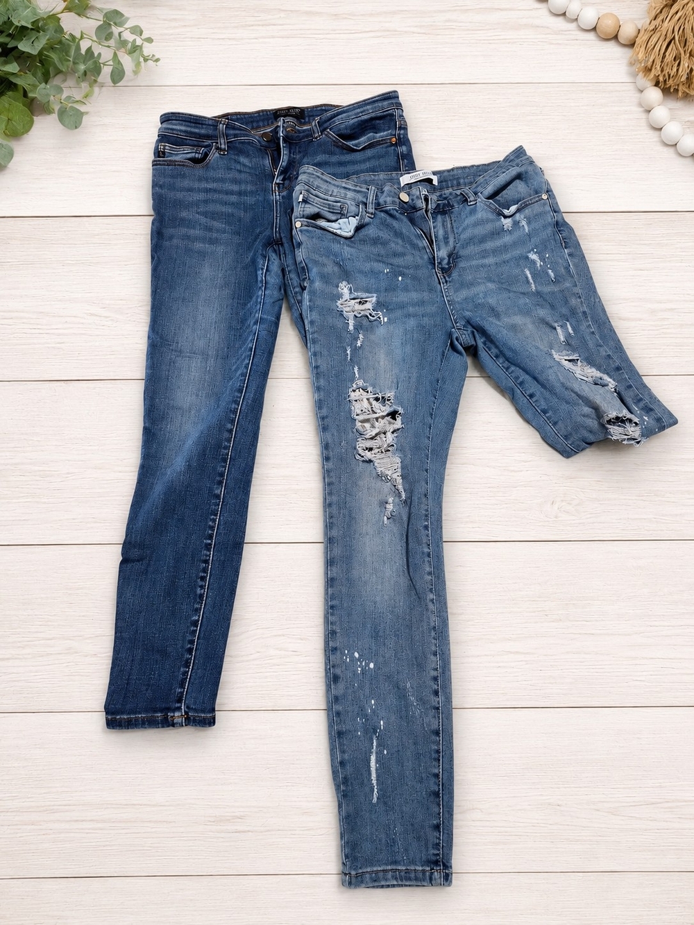 Women’s Blue Distressed Skinny Jeans - Classic Denim